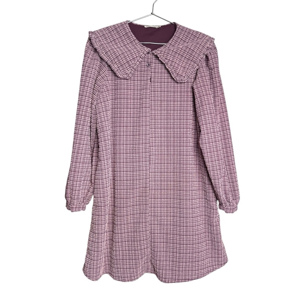 The New Society Girls Anabella Check Dress 16 Sheersucker Peter Pan Collar Pink - Picture 5 of 13